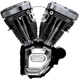 T124 Long Block Engine - Wrinkle Black and Chrome - Touring