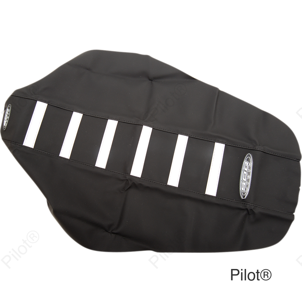 6-Ribbed Seat Cover - White Ribs/Black Top/Black Sides
