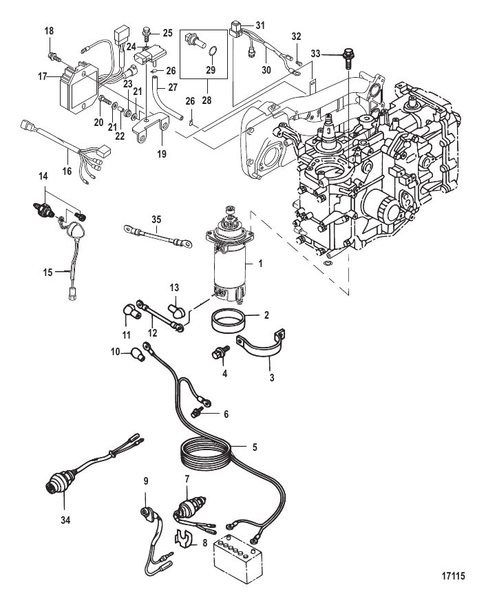 Starter Motor and Rectifier - Serial Range Outboard 30 EFI (3 CYL.)(4 ...