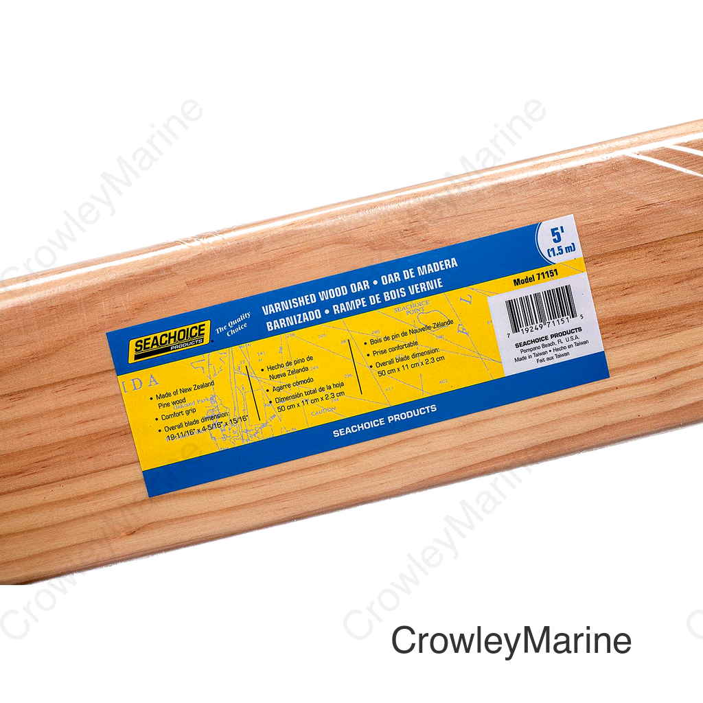 Seachoice 5 Ft. Wood Oar, New Zealand Pine Construction, 19-11/16 In. X 4-5/16 In. Blade, Comfort Grip, Clear Finish