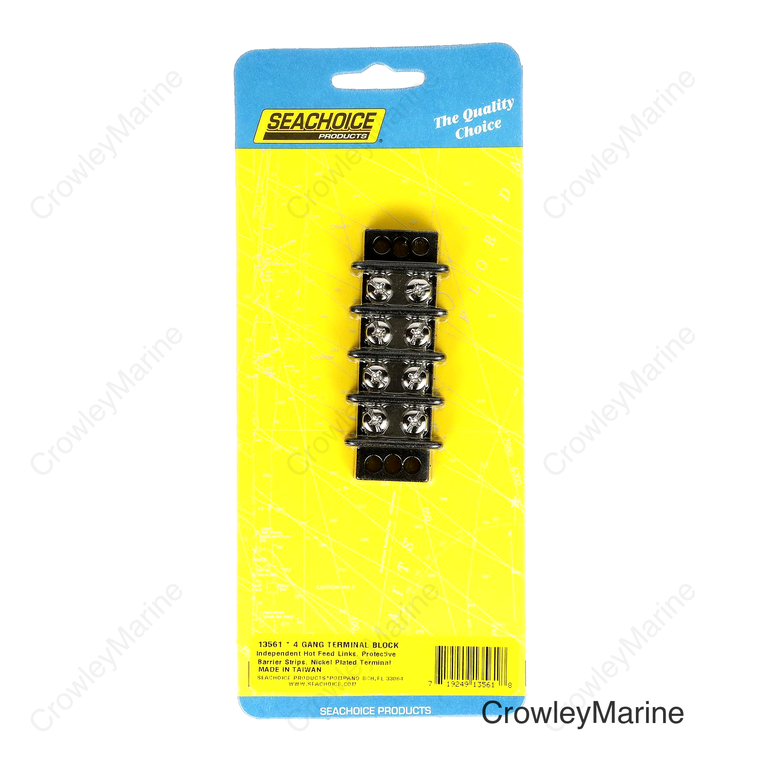 Seachoice Terminal Block, 4-Gang, Brass Clips and Contacts
