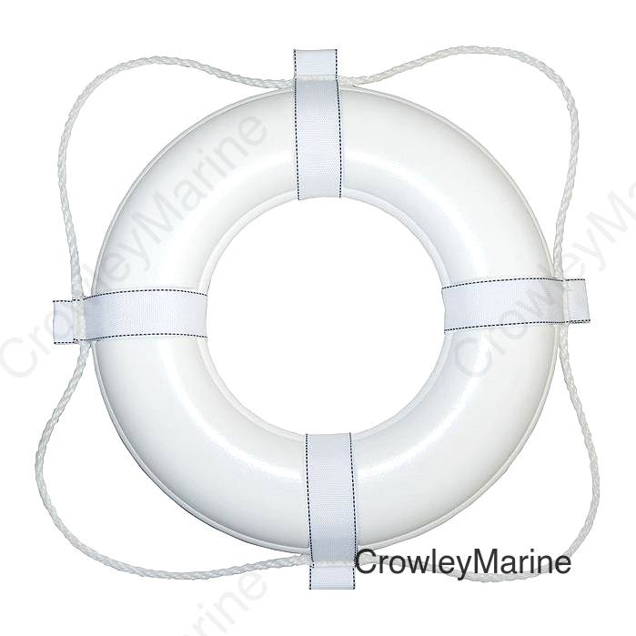 Taylor Vinyl Coated Foam Life Ring, 20" White w/White Rope, 1/case