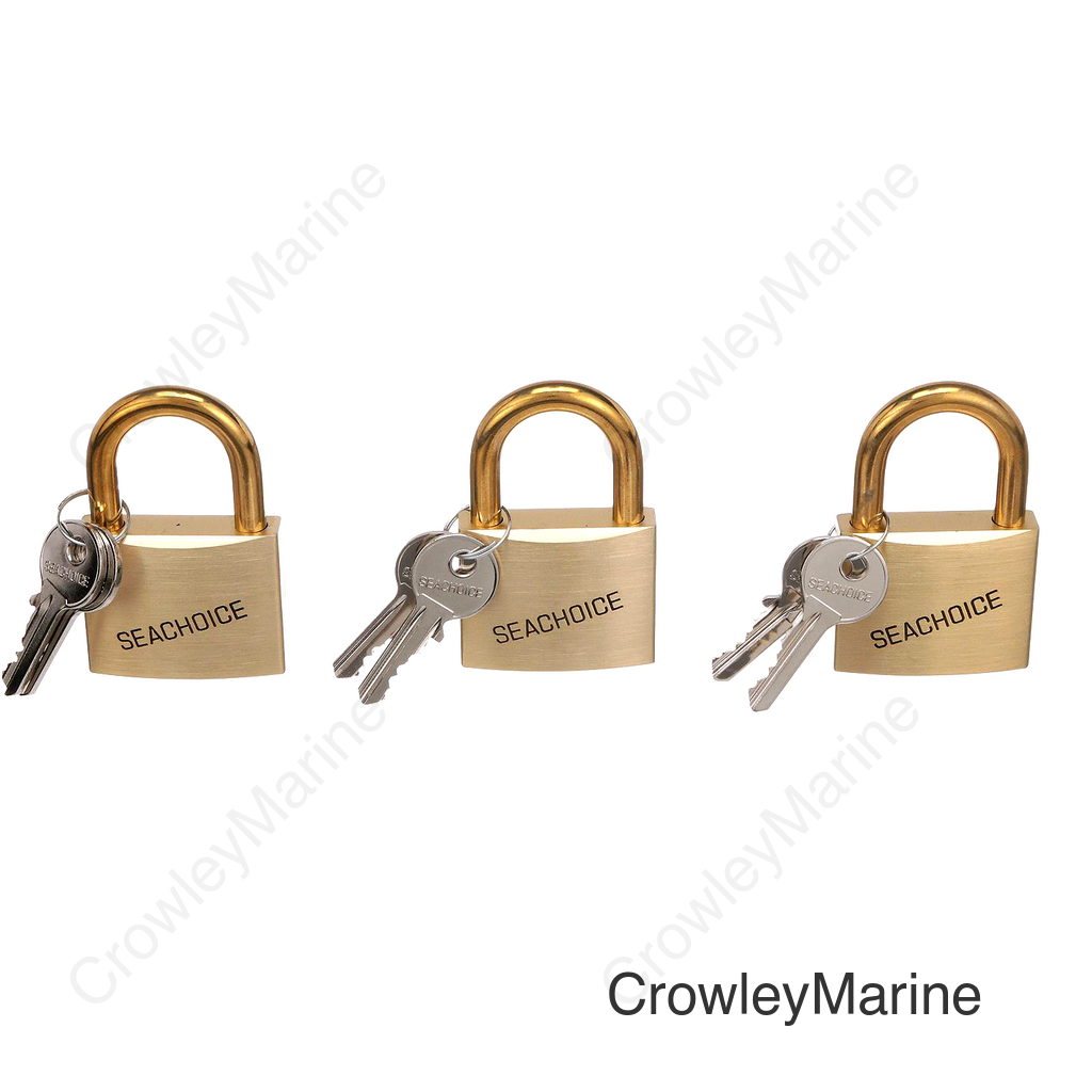 Seachoice Solid Brass Padlock, 2 in., Set of 3 Keyed Alike