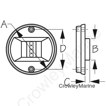 Stainless Steel TRANSOM LIGHT - LED Nylon BASE (400060-1)