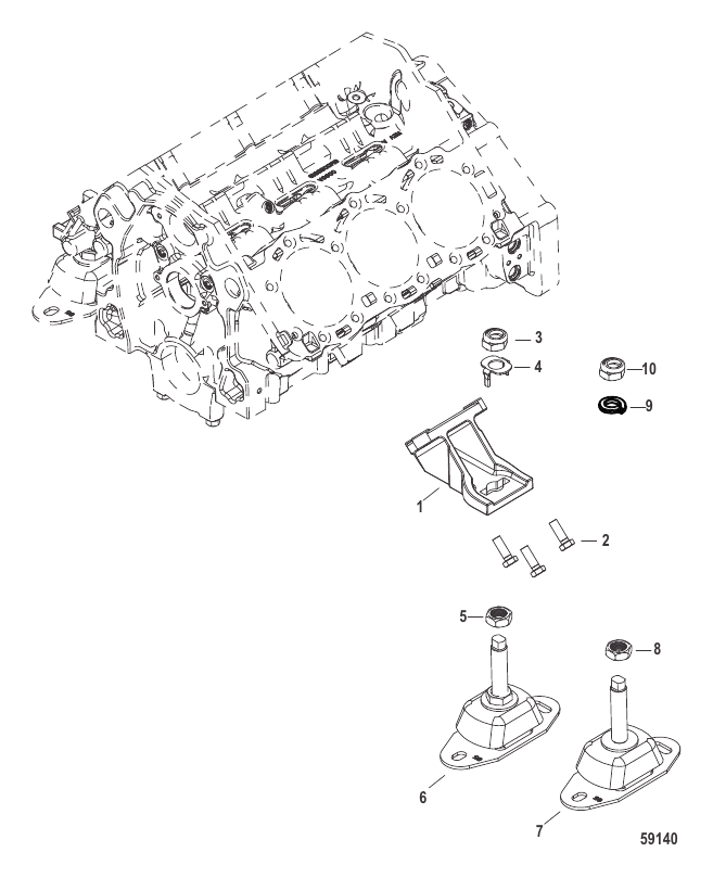 Serial Range Stern Drive 4.5L MPI 200 Alpha/Bravo - 2A530778 & Up - Engine Mounts
