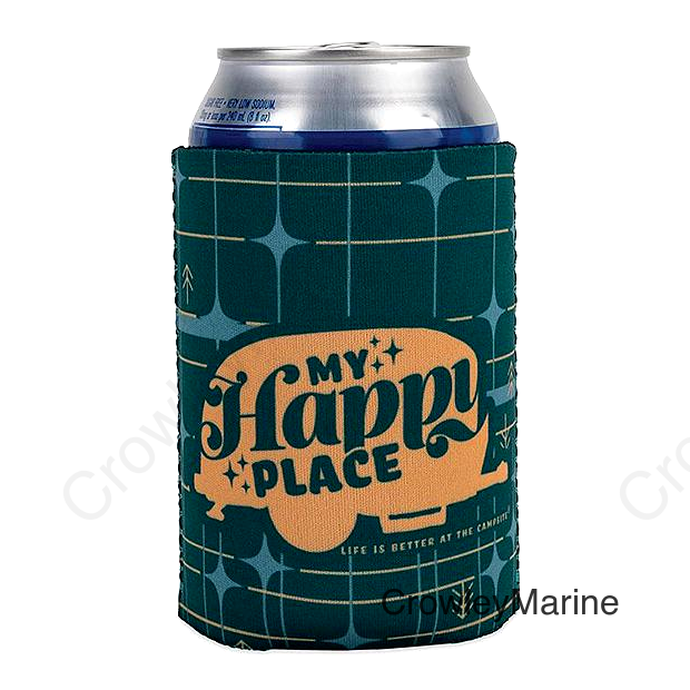 Camco 53480 Life Is Better At The Campsite Can Holder, Green Grid, Happy Place