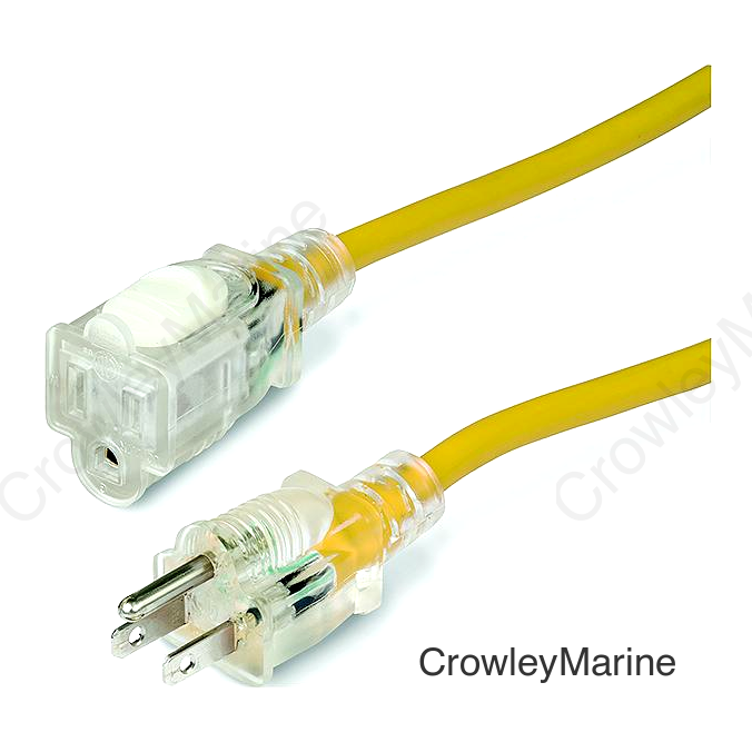 Marinco 150050 15A Marine Grade Lighted, Locking Extension Cord, 50'