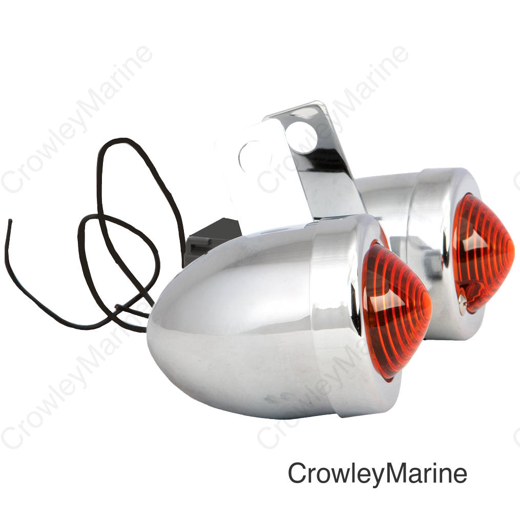 BULLET MARKER LIGHT W/BRKT CHR AMBER LENS SINGLE FILAMENT