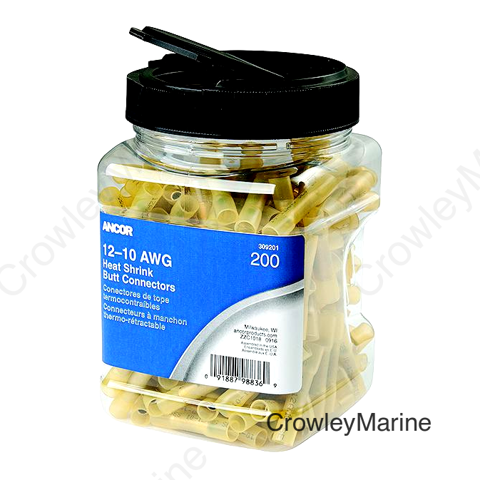 Ancor 309201 Marine Grade™ Heat Shrink Butt Connectors, 12-10 AWG, Yellow, 200/Pk