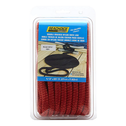 Seachoice Double-Braid Nylon Dock Line w/ Eye Splice, Pre-Shrunk, Heat Stabilized, 1/2 In. X 25 Ft., Red thumbnail-1