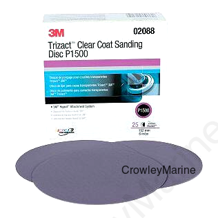 3M 02088 Trizact Hookit 6" P1500 Grade Clearcoat Sanding Disc - 25 per Box