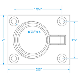 Seachoice Chrome-Plated Cast Brass Square Flush Hatch Ring Pull, 1-7/8 In. X 2-1/2 In. thumbnail-1