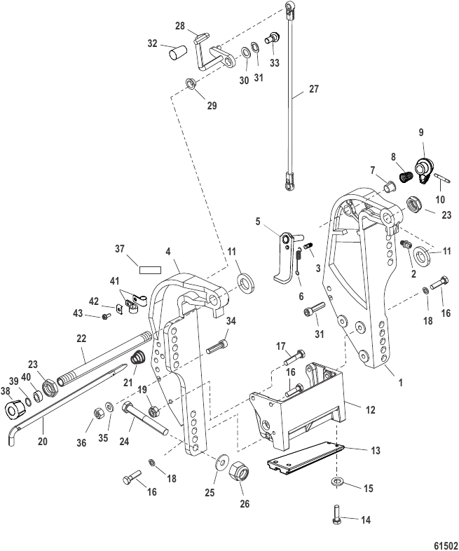 Serial Range Outboard 30 EFI (3 CYL.)(4-STROKE) - 1C456300 & Up - Transom Bracket
