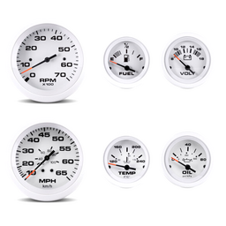 Sierra 68388P Arctic Series White Inboard / Sterndrive 6 Set with Tachometer, Speedometer, Voltmeter, Fuel, Water Temperature & Oil Pressure Gauges thumbnail-2