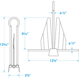 Seachoice Utility Anchor w/ Slip Ring, Size 7E, Galvanized Steel thumbnail-4