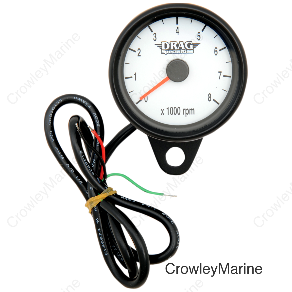 TACH BLK 2.4" WHT W/LED