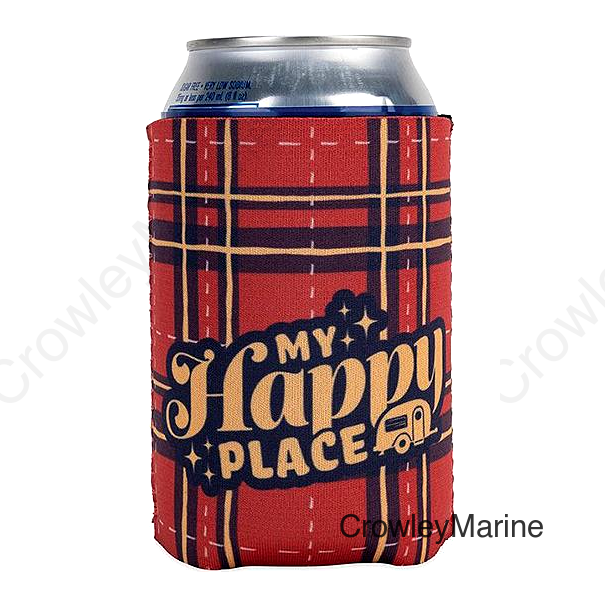 Camco 53479 Life Is Better At The Campsite Can Holder, Red Plaid, Happy Place