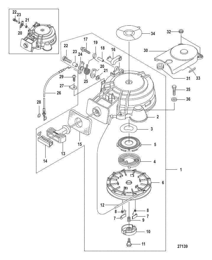 Recoil Starter - Serial Range Outboard 8 (4-STROKE)(209cc) 0P325500 ...