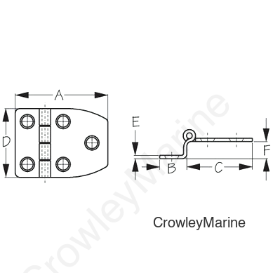Stainless Steel OFFSET SHORT SIDE DOOR HNGE (201025-1)
