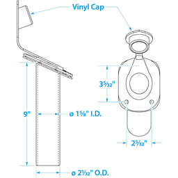Seachoice Fishing Rod Holder, Stainless Steel, 30 Degree Gunnel Mount thumbnail-3
