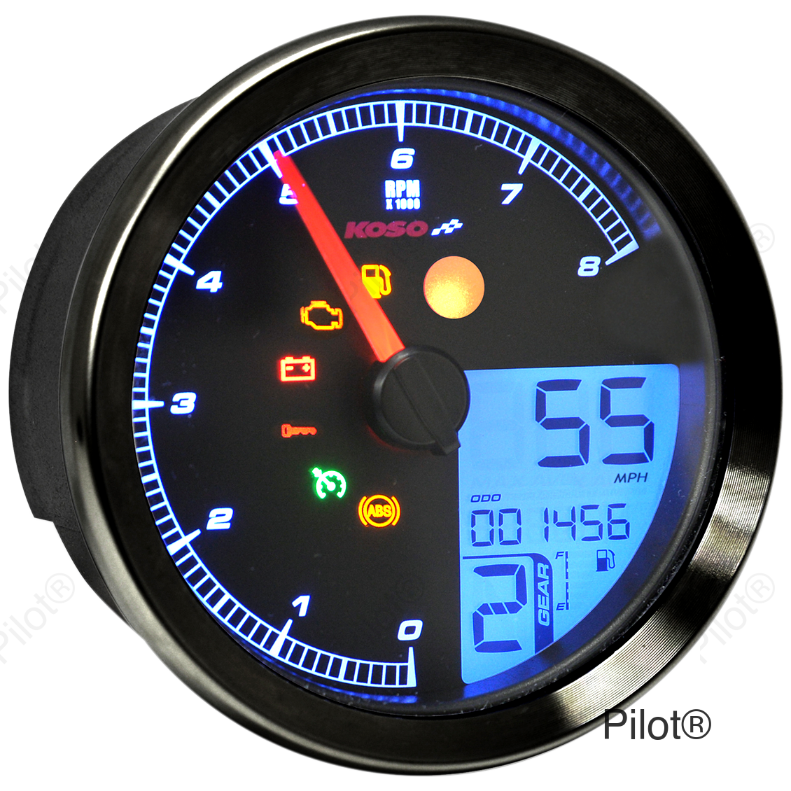 Multi-Function Speedometer/Tachometer - HD-04 - Black