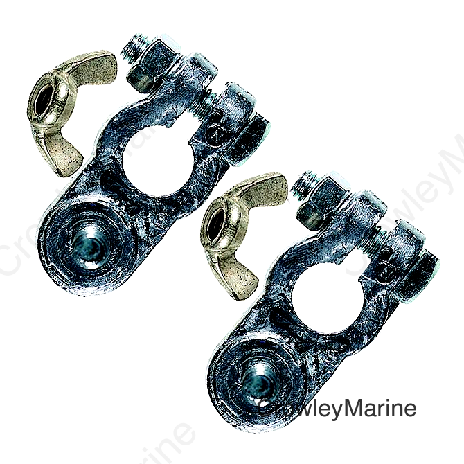 Ancor Lead Battery Terminal Set of One Wing Nut Style for 5/16" Negative Stud and One For 3/8" Positive Stud