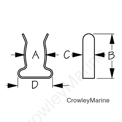 SS Boat Hook Clips, 1" - 1-1/4", pr.