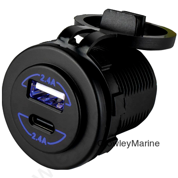USB C USB A DUAL SOCKET ROUND