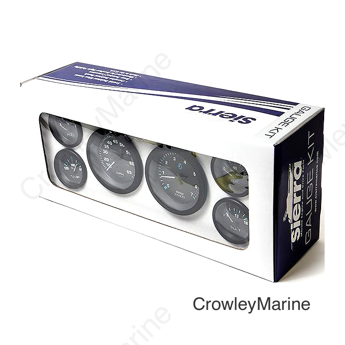 Sierra 68413P Eclipse Series Black Inboard / Sterndrive 6 Set with Tachometer, Speedometer, Voltmeter, Fuel, Water Temperature & Oil Pressure Gauges