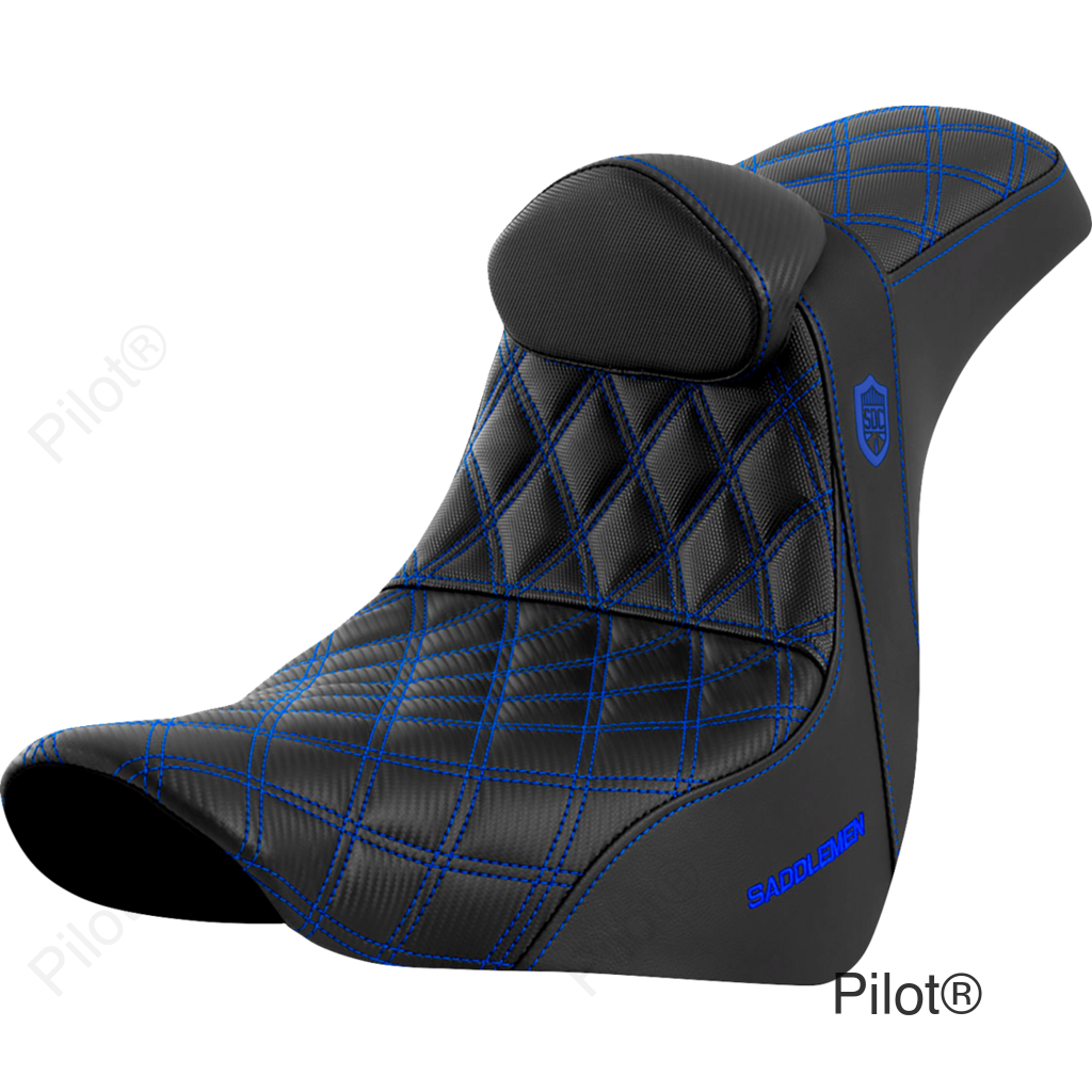 Pro Series SDC Performance Seat - with Backrest - Blue Stitch - FL/FX '18-'23