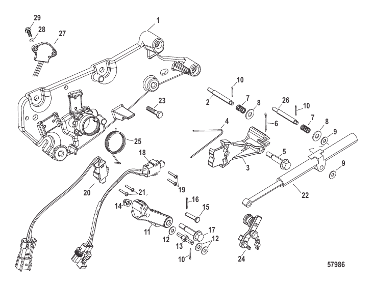 Serial Range Stern Drive 4.5L MPI 200 Alpha/Bravo - 2A530778 & Up - Shift Bracket Alpha