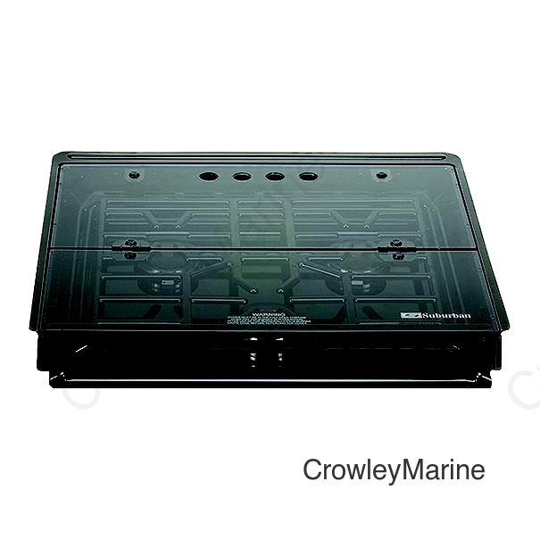Suburban 3087A Bi-Fold Flush Mount Glass Cover, 3-Burner Slide-In, Black