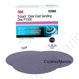 3M 02088 Trizact Hookit 6" P1500 Grade Clearcoat Sanding Disc - 25 per Box