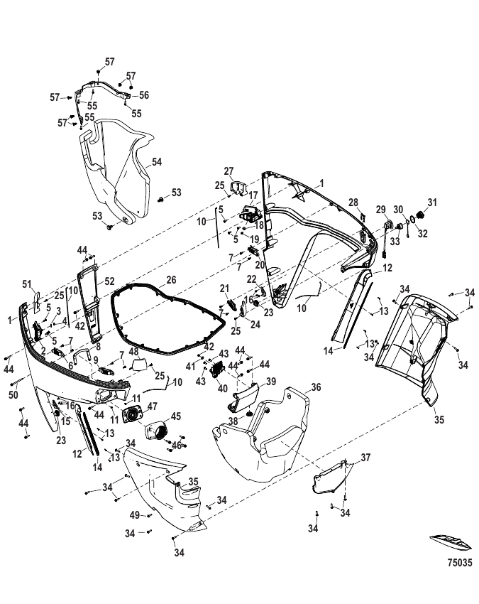 Serial Range Outboard 400R Racing (4-STROKE)(5.7L)(V10) - 3B272954 & Up - Lower Cowl