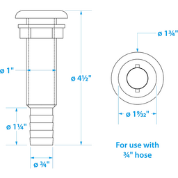Seachoice Polypropylene Extra Long Thru-Hull Connector for 3/4 in. ID Hose, White Finish thumbnail-1