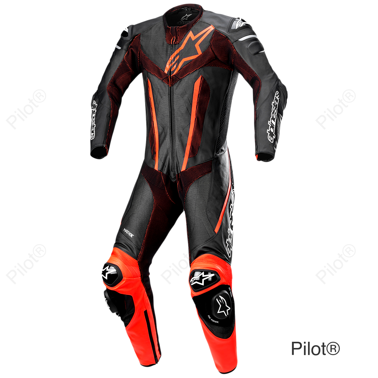 Fusion 1-Piece Suit - Black/Red Fluorescent - US 40 / EU 50