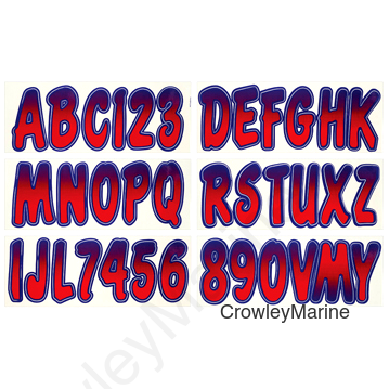 Hardline Boat Lettering Registration Kit 3 in. - 200 Red/Purple