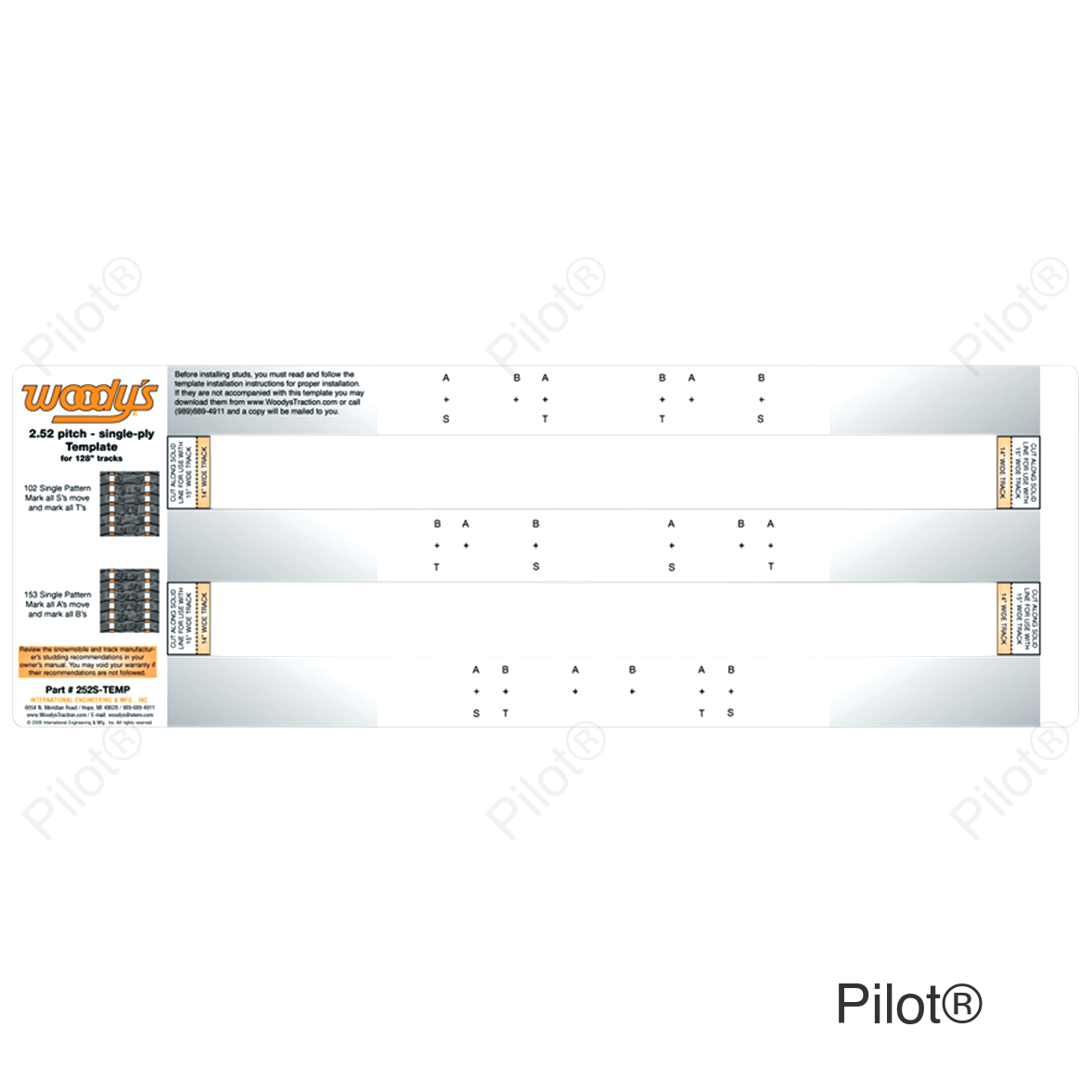 Studding Template - Track - 128" - 2.52" Pitch