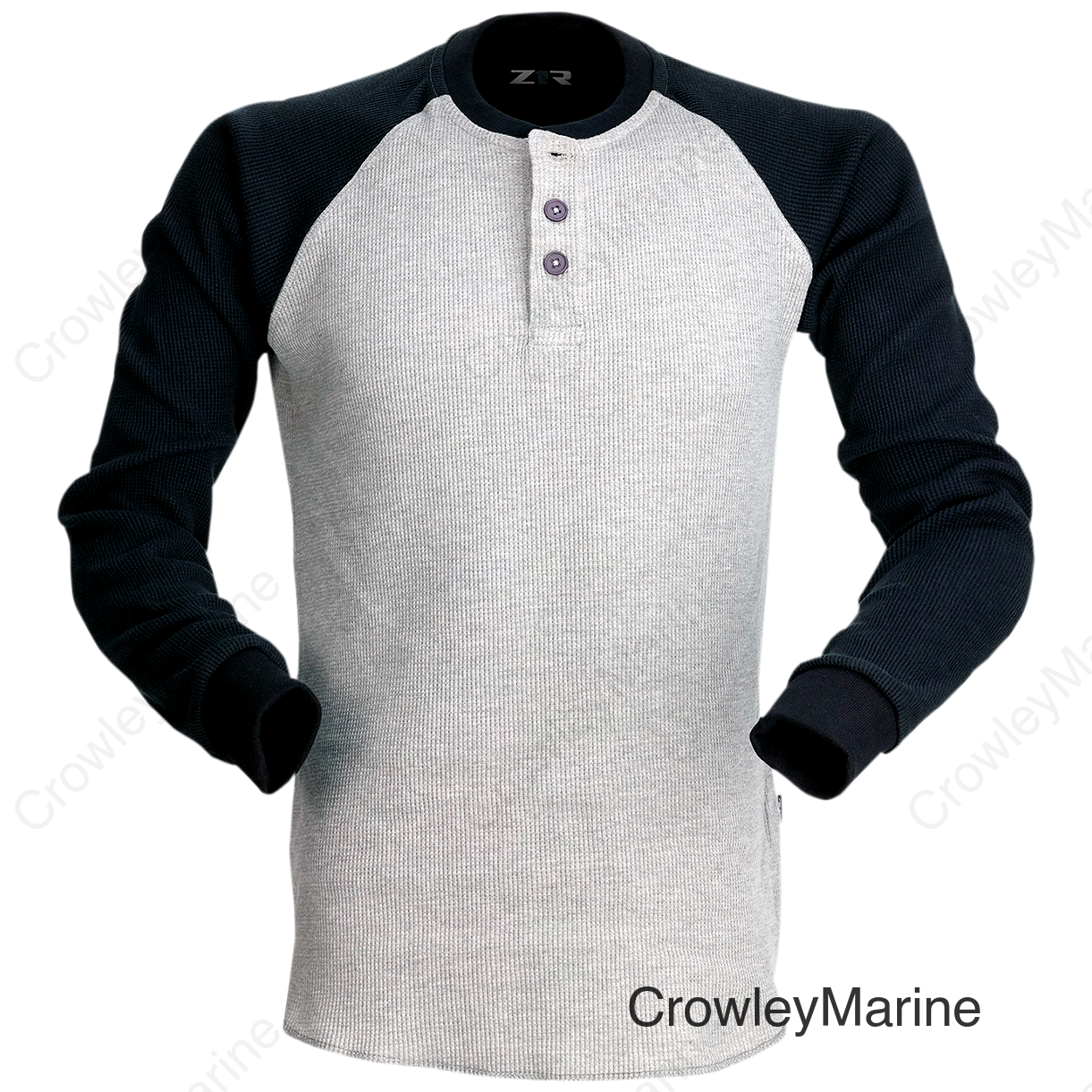 SHIRT LS WAFFLE GREY XL