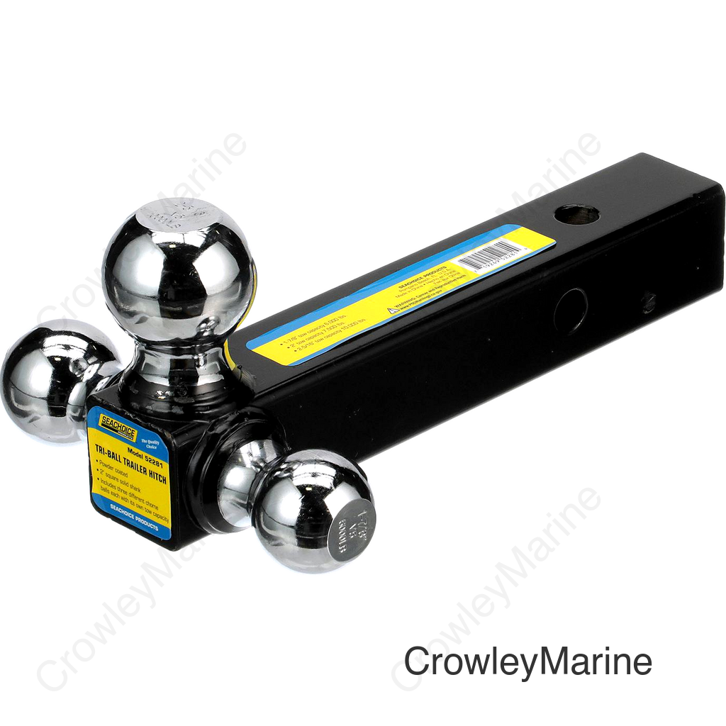 Seachoice Tri Ball Mount Solid Shank Trailer Hitch, 2 in., Chrome