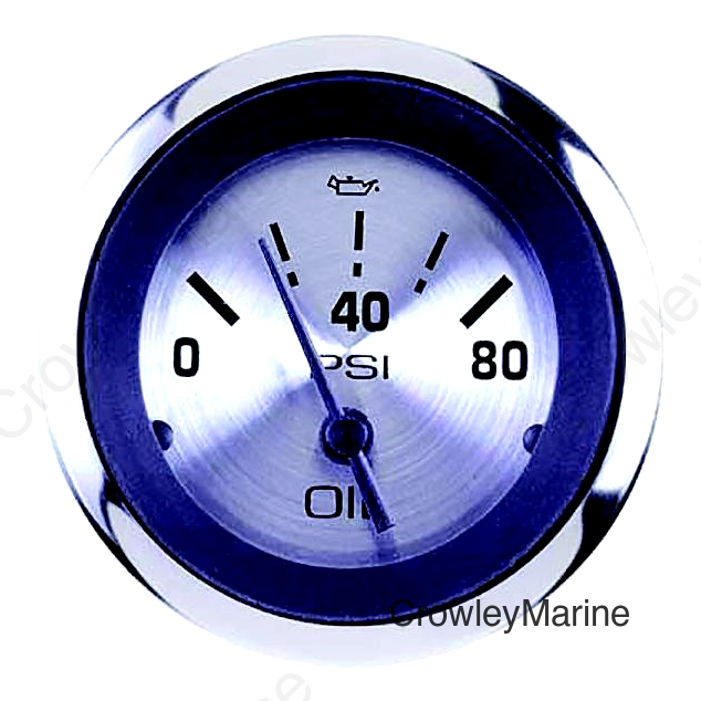Sierra 63479P Sterling Series 2" Stainless Steel Electric 0-80 PSI Dial Range Oil Pressure Gauge & Requires "C" Sender Code