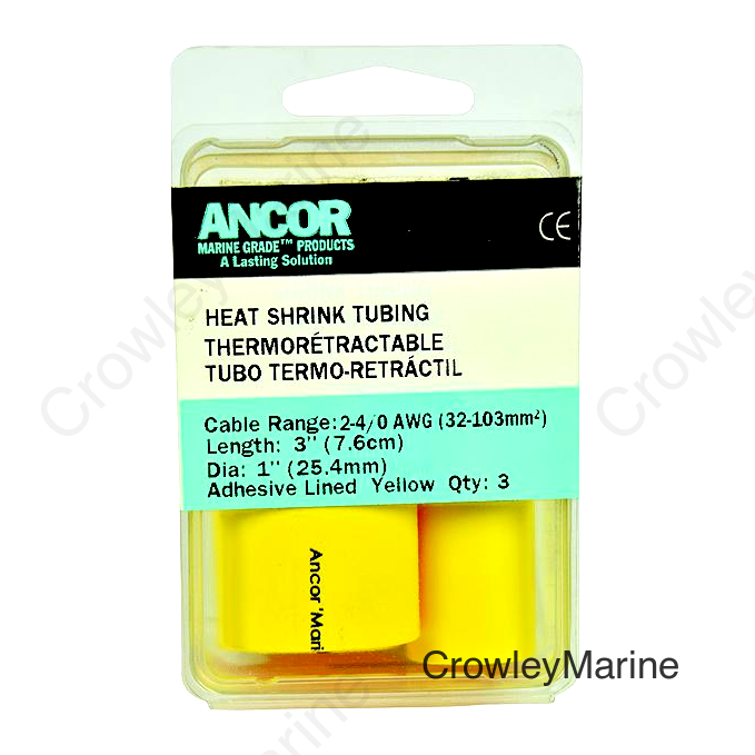 Ancor 307948 Marine Grade™ Adhesive Lined Heat Shrink Tubing, 1" x 48", Yellow, 1/Pk