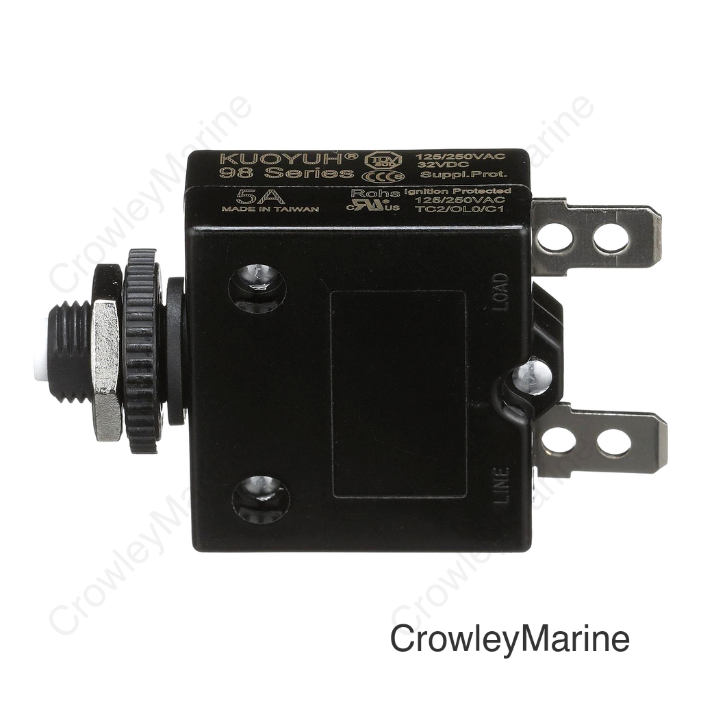 Seachoice Circuit Breaker, Push to Reset, 5 Amp