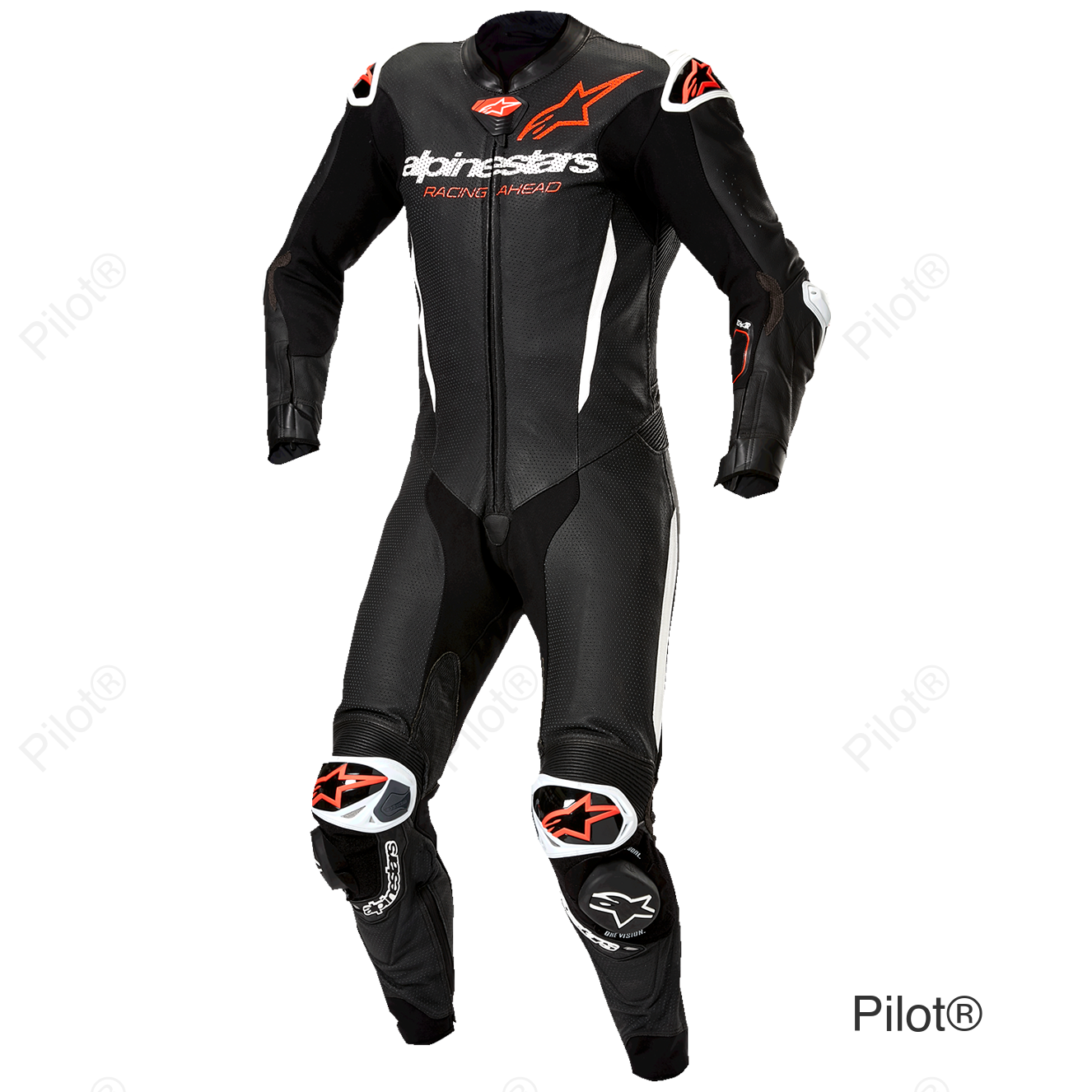 GP-R7 1-PC Leather Suit - Black/Red/White - US 52 / EU 62