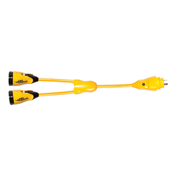 Marinco Y504-2-504 EEL "Y" Adapter Dock Side Male 50A 125V Locking to Boat Side Female 2-50A/125V Locking With Sealing Collar System thumbnail-2
