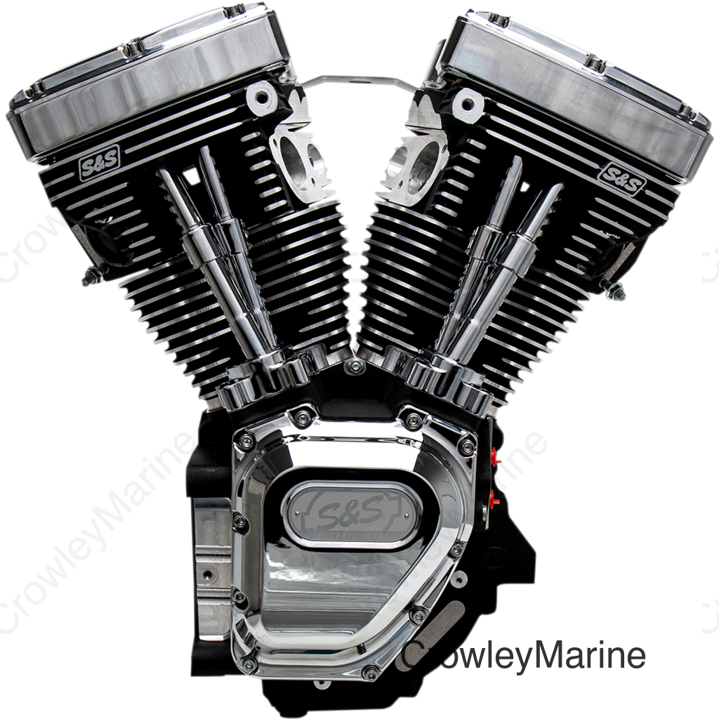 T111 Long Block Engine - Wrinkle Black and Chrome - Touring | Dyna