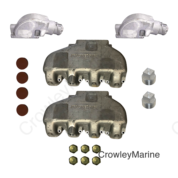 Manifold & Riser Kit, Exhaust AL  7.4/8.2 MP2K 