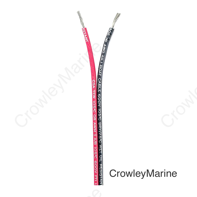 Ancor 153110 Marine Grade™ Tinned Copper White Flat Signal Cable, 16/2 AWG, 100', Black/Red