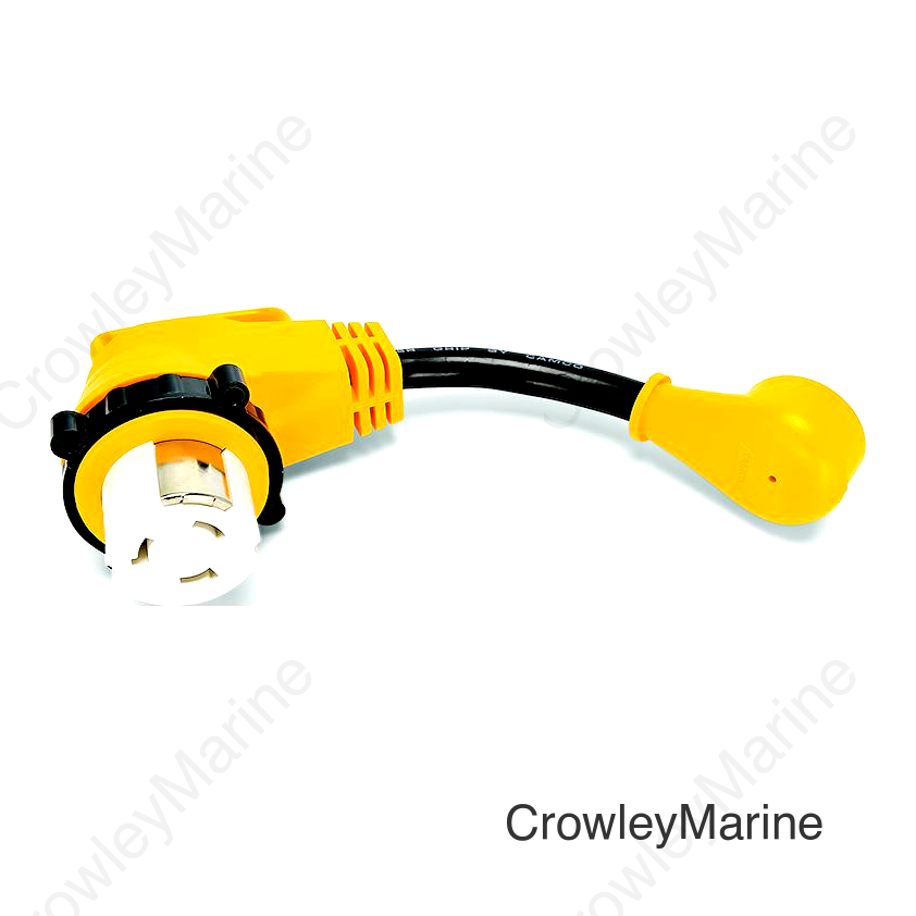 Camco 55638 90° Powergrip Locking Dogbone Adapter, 15A to 50A