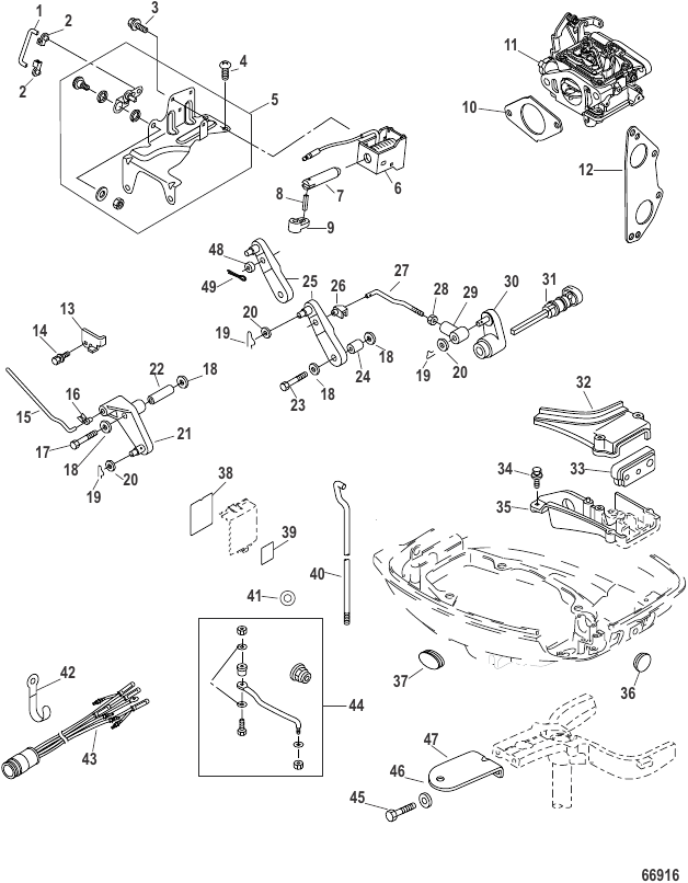 Serial Range Accessories Remote Control - Conversion/Attaching Kits/TS Cables - 1994 & Up - Remote Control Conversion Kit 15-20 HP